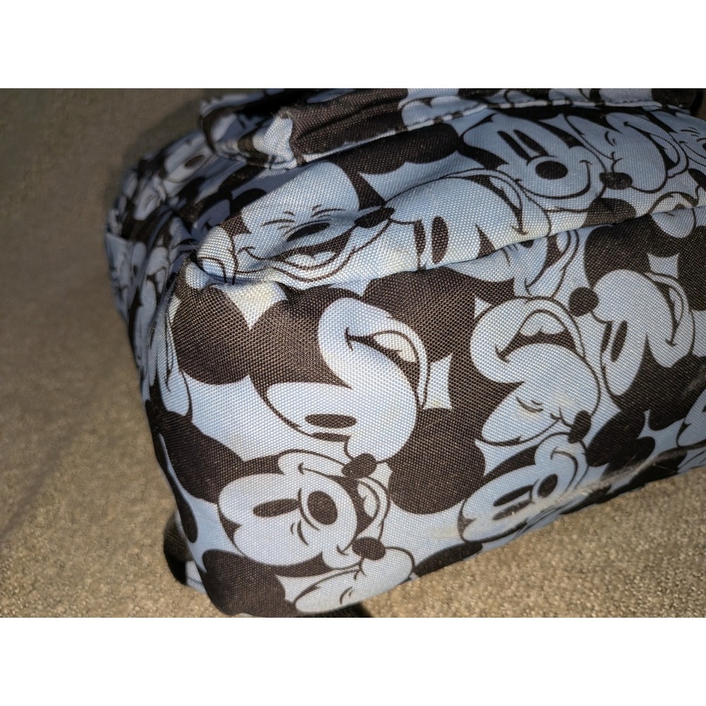 Disney Mickey Mouse All Over Print Backpack Light Blue Black Canvas Bag - Picture 5 of 6